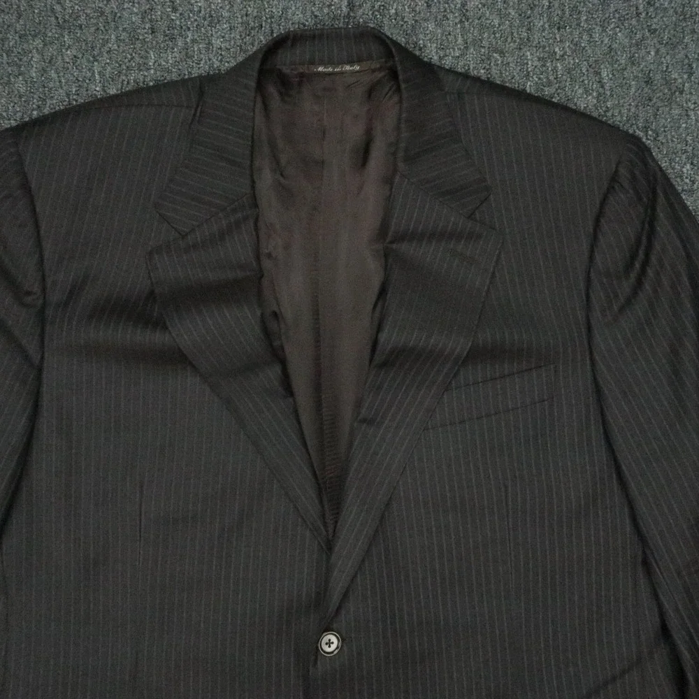 Canali Blazer Mens 46R Gray Wool‎ Woolmark Striped Sport Coat Jacket Italy